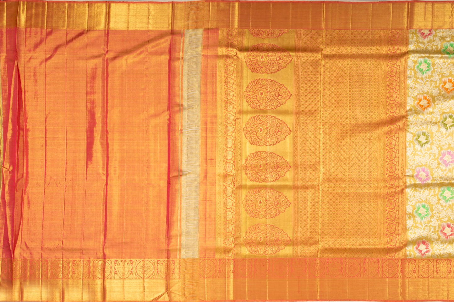 Kanchipuram Silk Tissue Brocade Gold Saree
