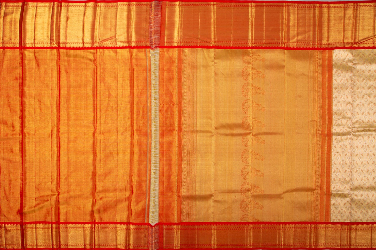 Kanchipuram Silk Tissue Brocade Gold Saree