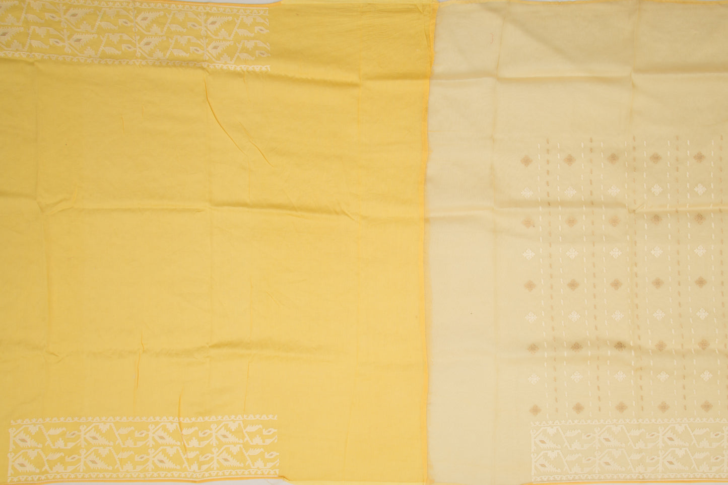 Organza Embroidery Brocade Yellow Saree