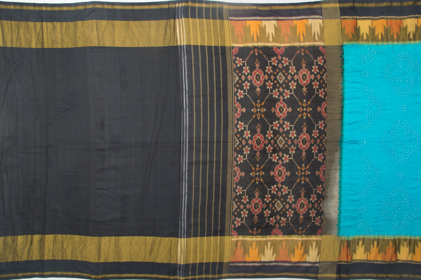 Rajkot Patola Silk Ikat Bandhani Sky Blue Saree