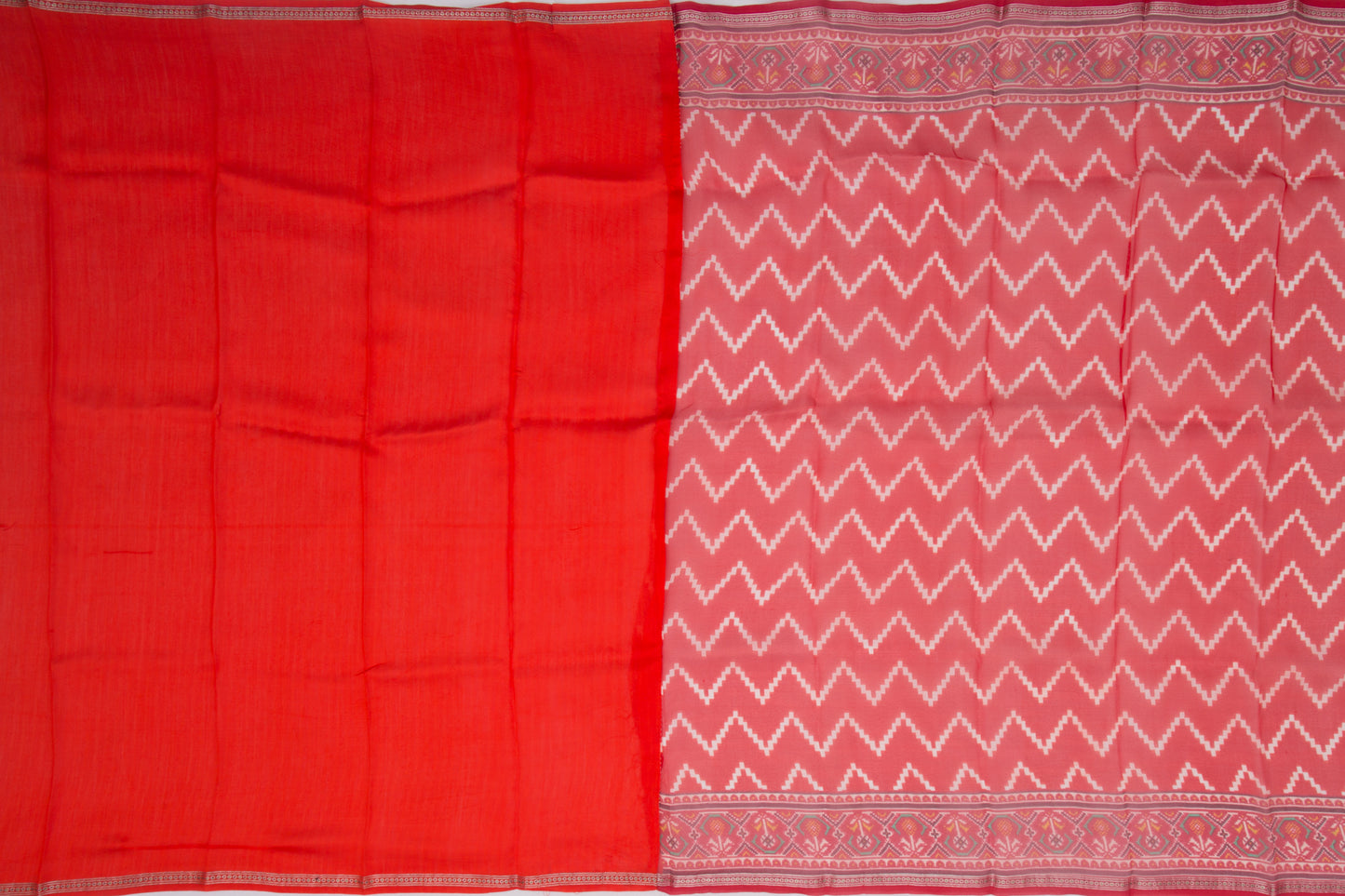 Organza Printed Red Saree