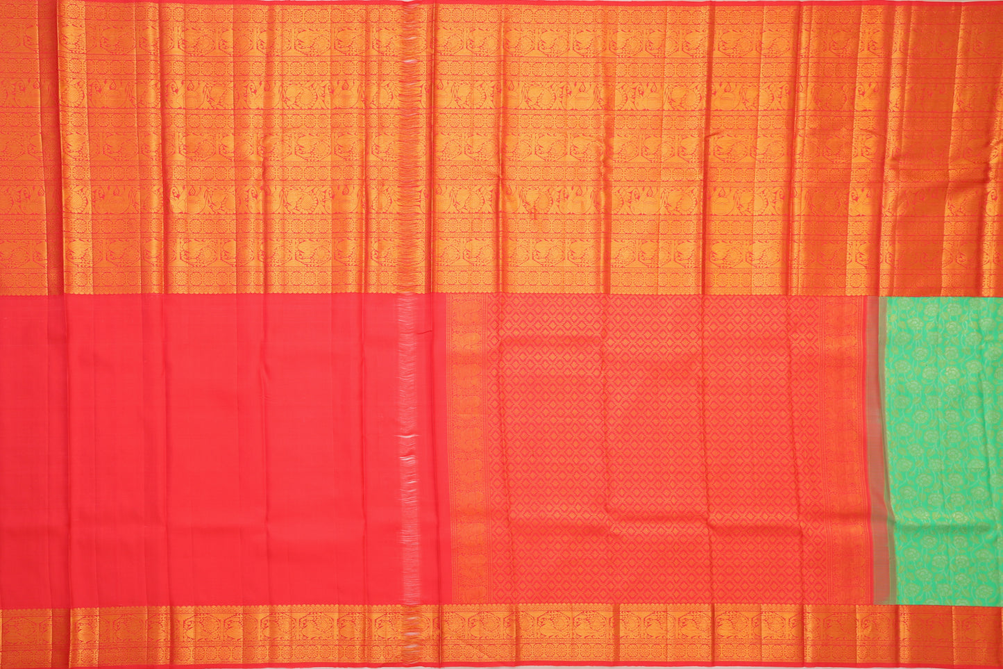 Kanchipuram Silk Jaal Pastel Green Saree