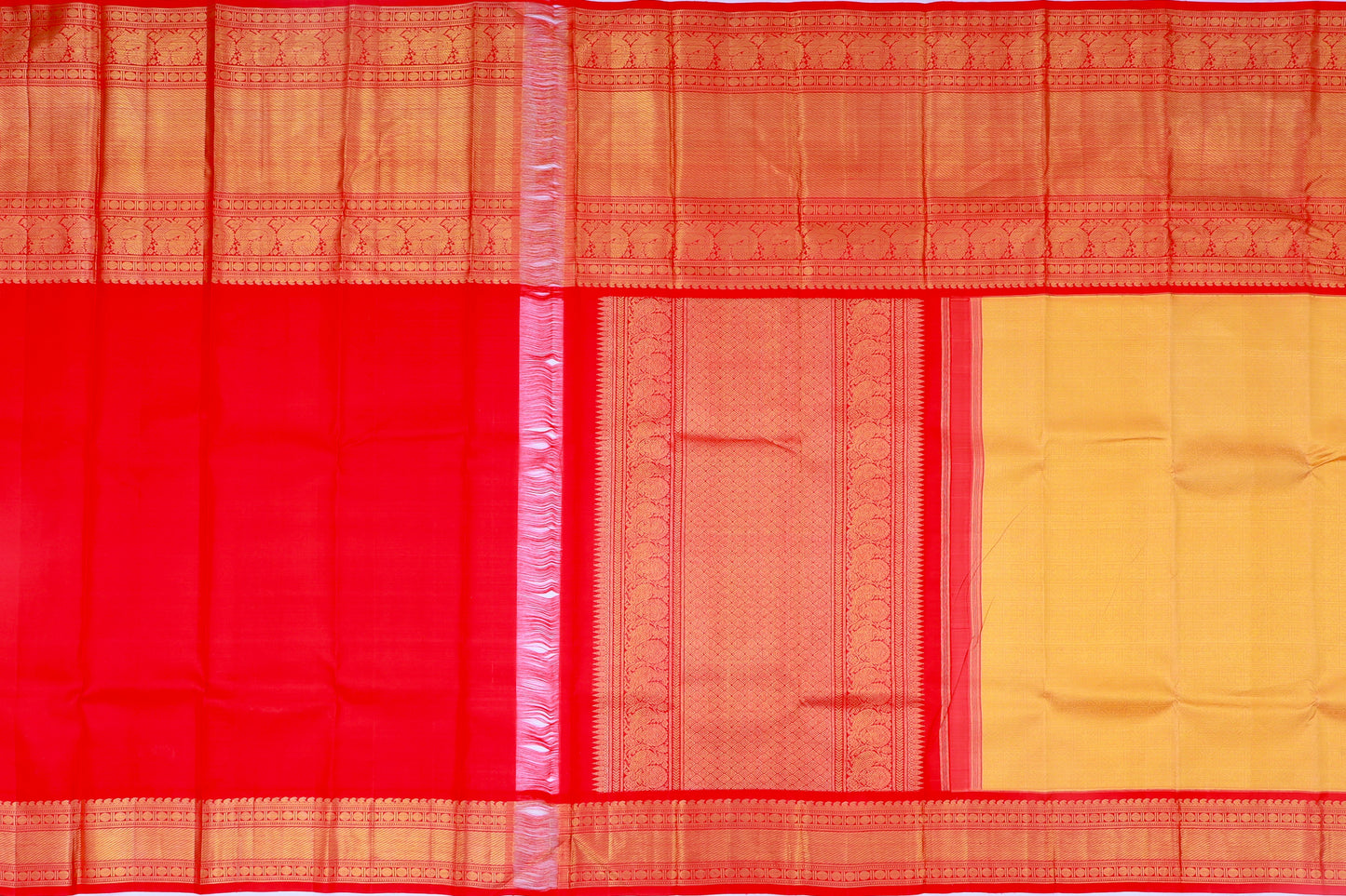Kanchipuram Silk Brocade Sandalwood Cream Saree