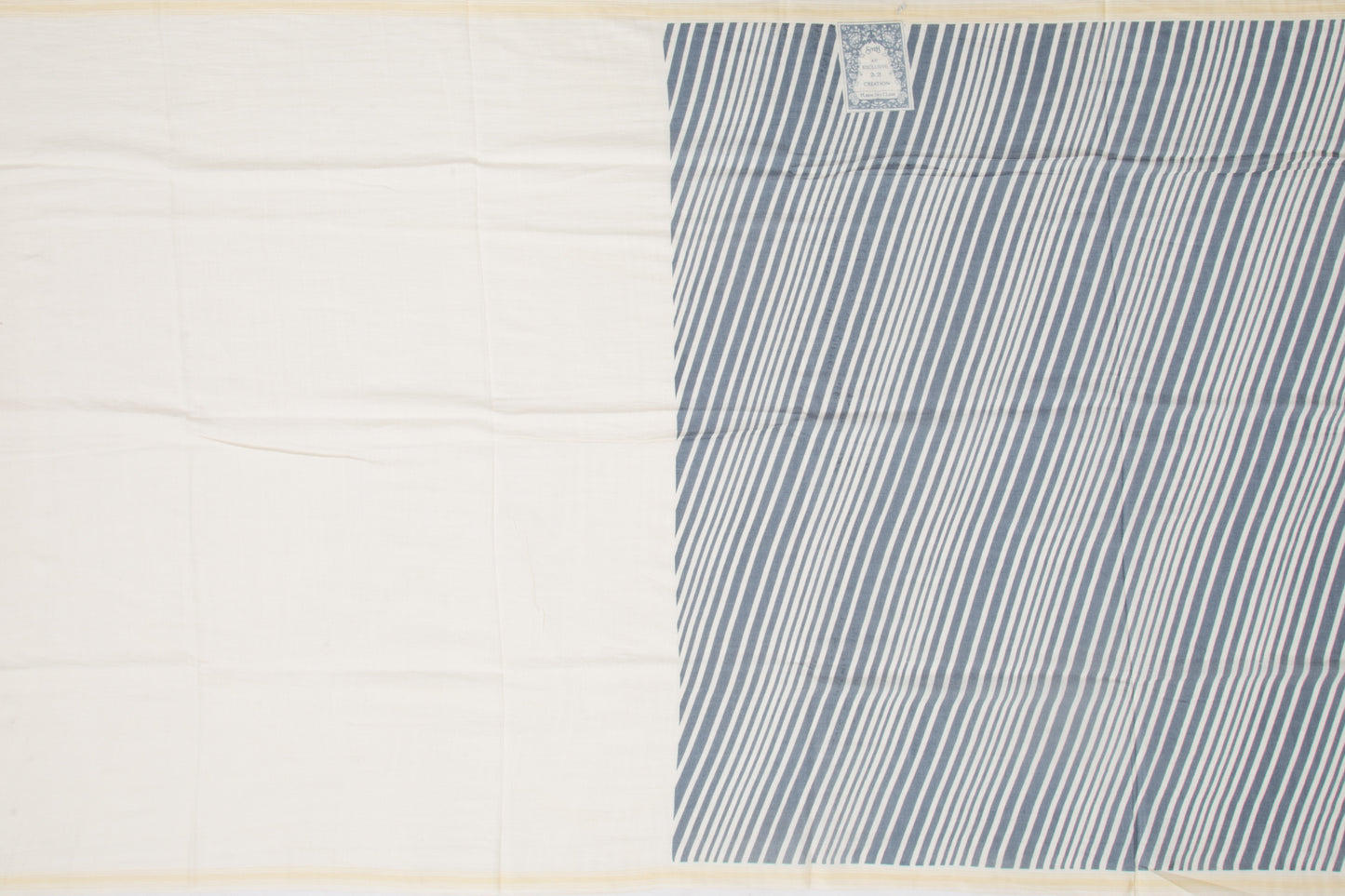 Handspun Cotton Printed White Saree