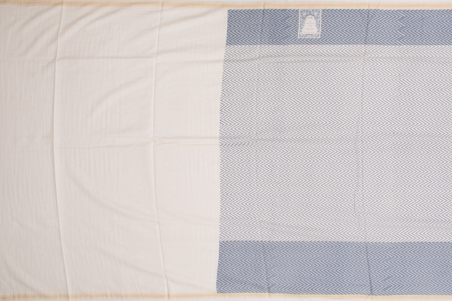 Handspun Cotton Printed White Saree