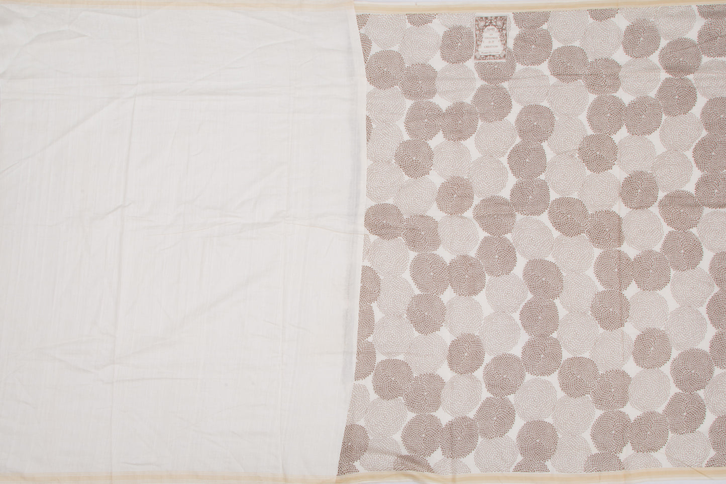 Handspun Cotton Printed White Saree