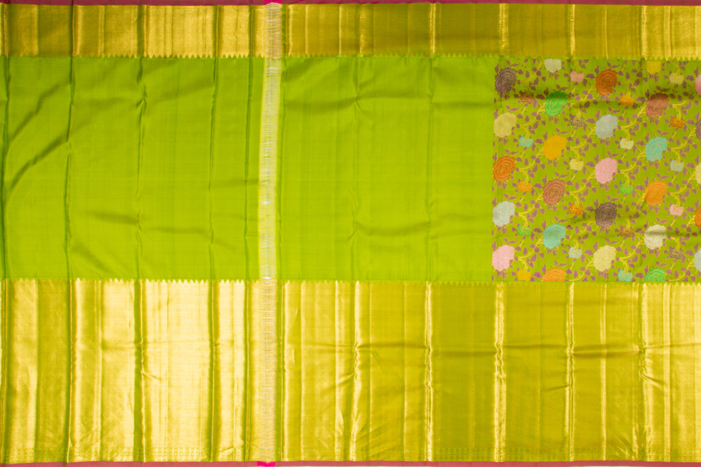 Kanchipuram Silk Jaal Green Saree