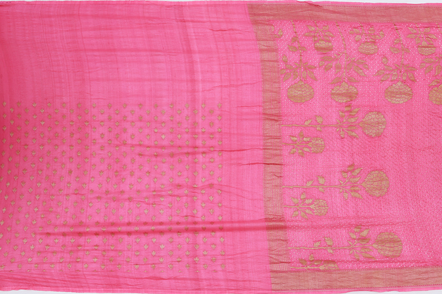 Banarasi Tussar Bandhani Pink Saree
