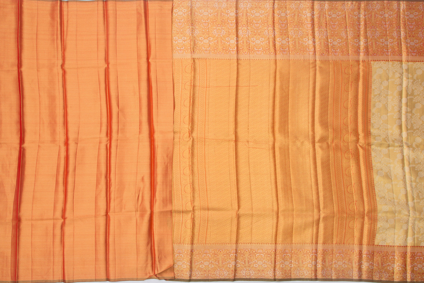 Kanchipuram Silk Tissue Jaal Gold Saree
