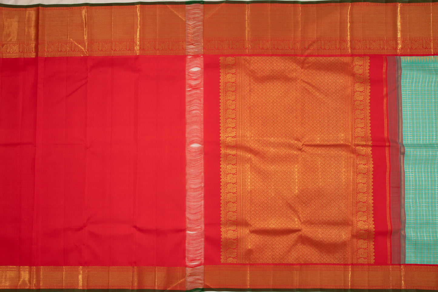 Kanchipuram Silk Checks Blue Saree DM