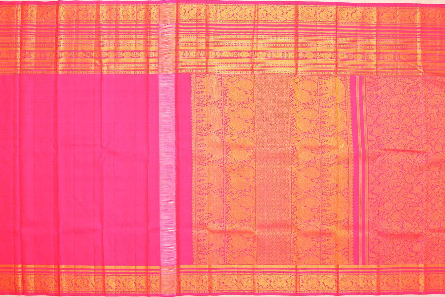 Kanchipuram Silk Vanasingaram Jaal Pink Saree