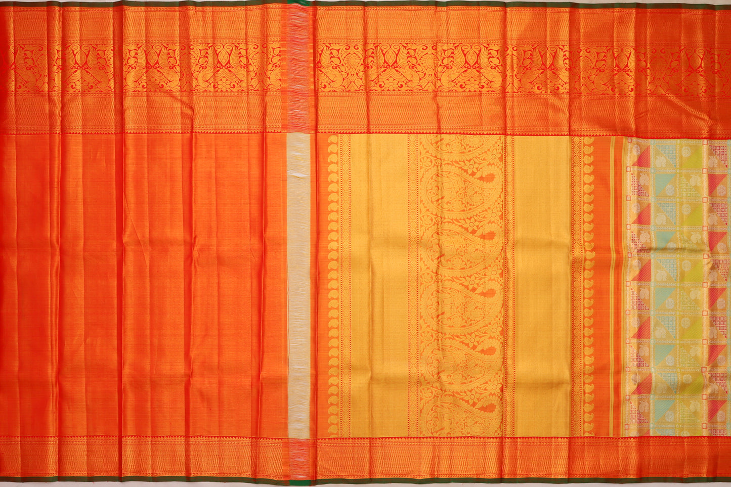 Kanchipuram Silk Tissue Brocade Multicolour Saree