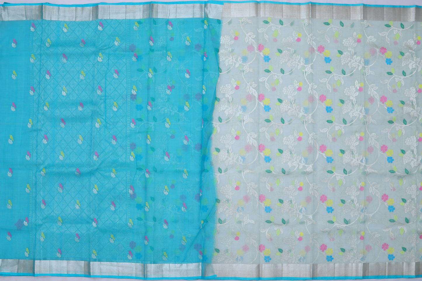 Kota Silk Jamdani Jaal Grey Saree