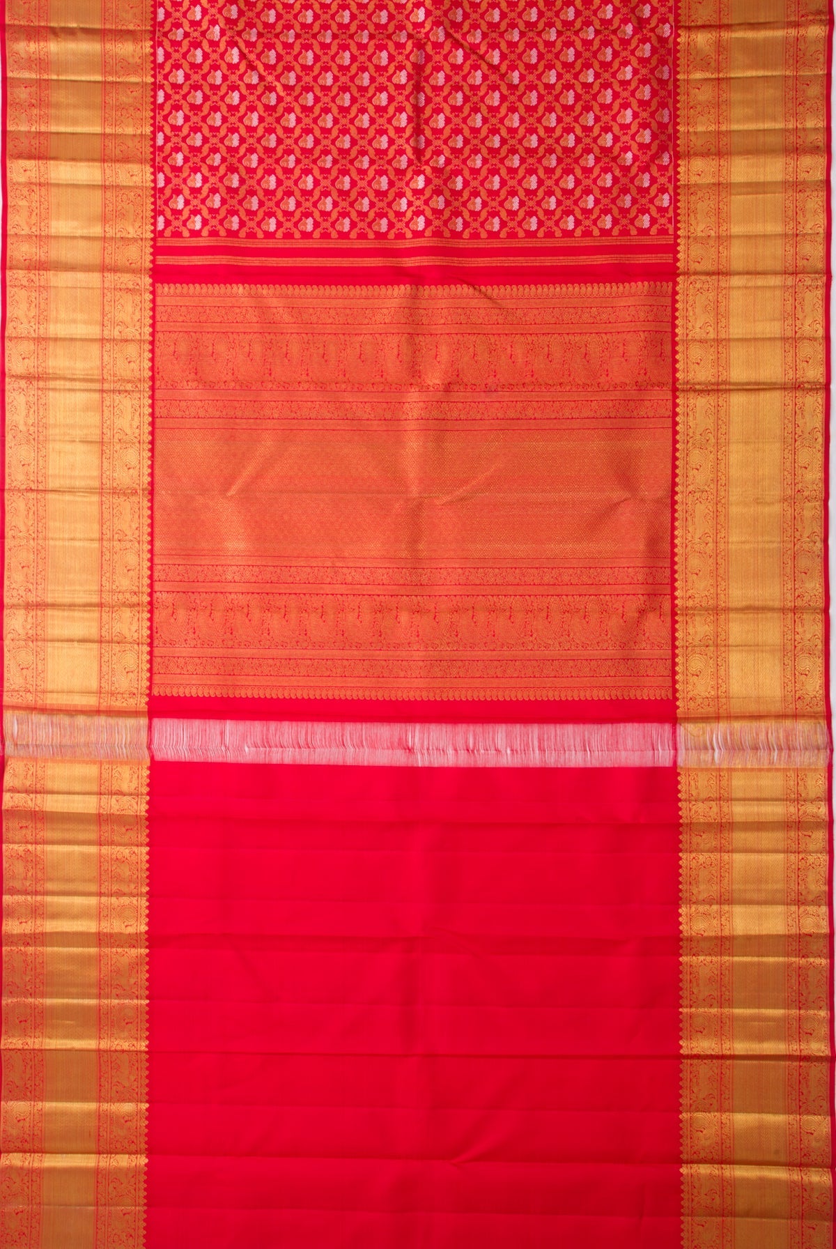 Kanchipuram Silk Brocade Tomato Red saree