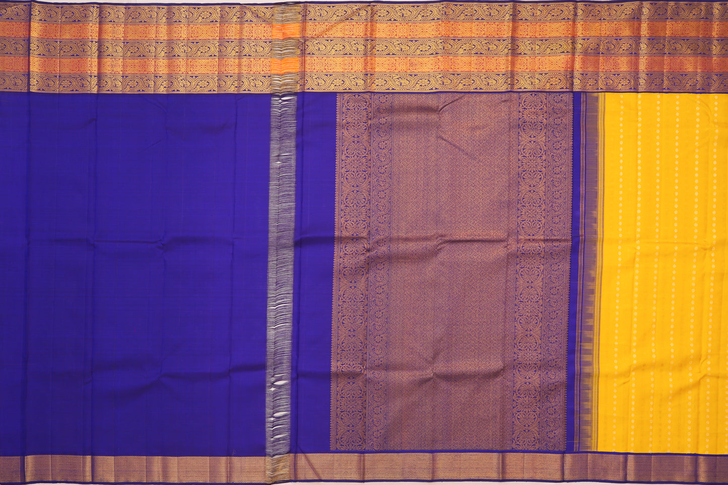 Kanchipuram Silk Brocade Yellow Saree