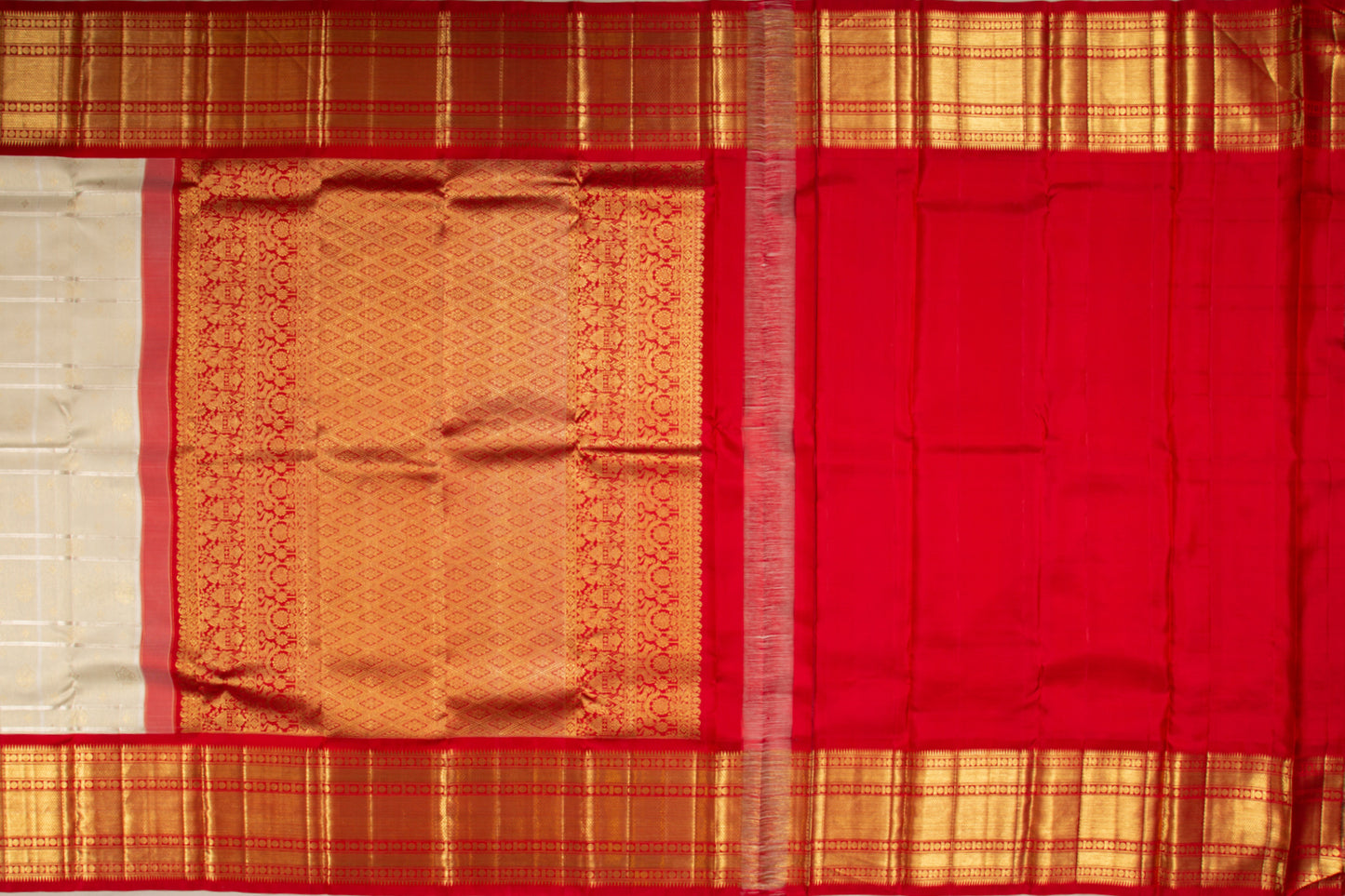 Kanchipuram Silk Brocade Cream Saree