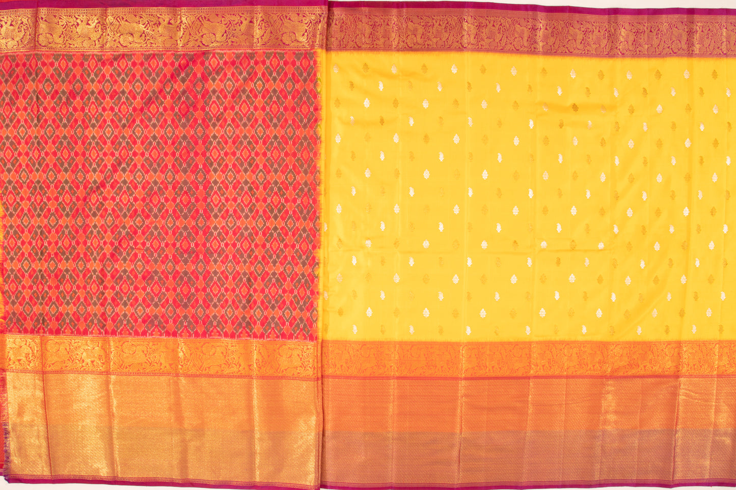 Kanchipuram Silk Twill Butta Yellow Saree