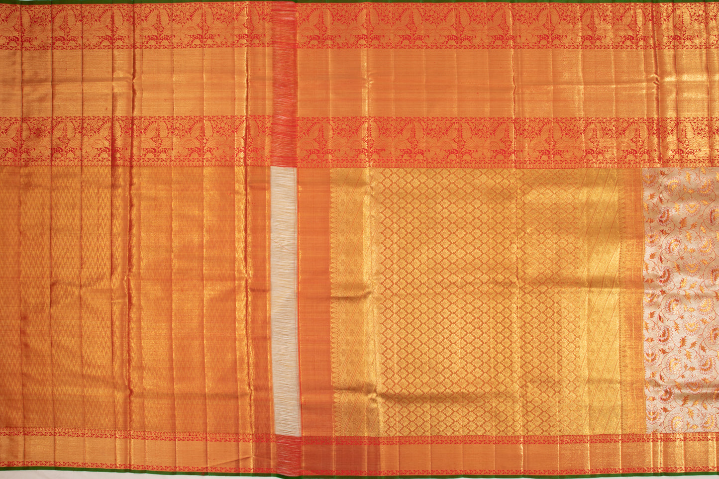 Kanchipuram Silk Tissue Jaal Red Saree
