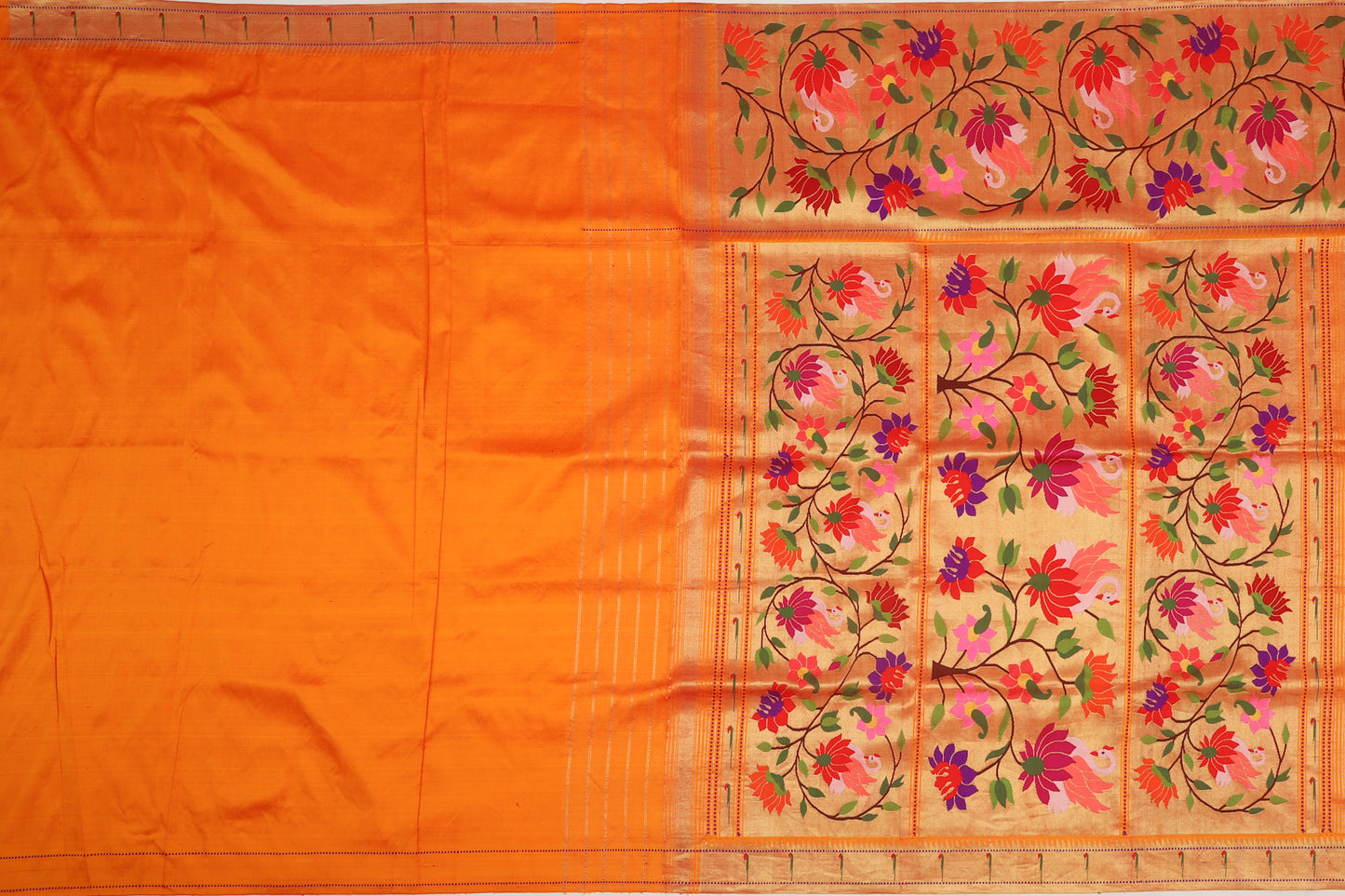 Paithani Silk Butta Orange Saree