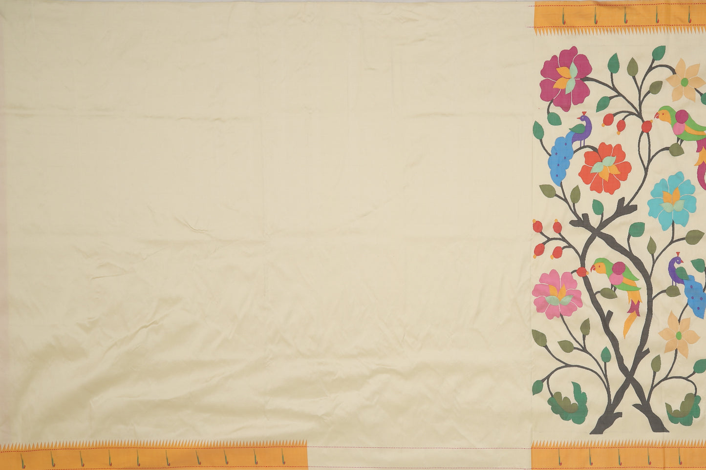 Paithani Silk All Over Cream Saree