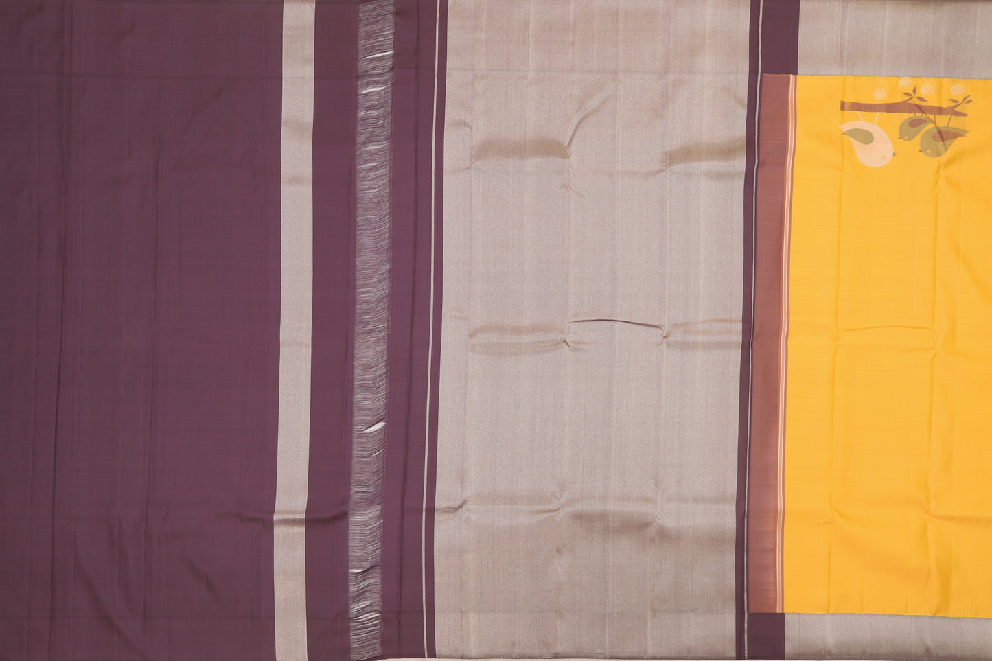 Kanchipuram Silk Plain Yellow Saree