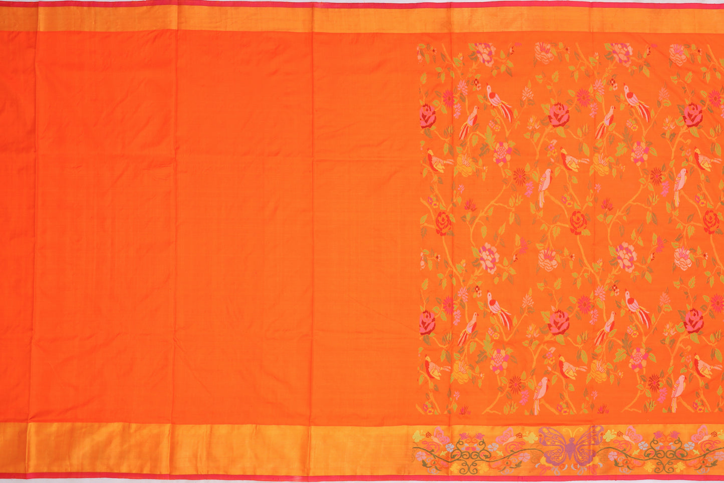 Uppada Silk Jamdani Jaal Orange Saree