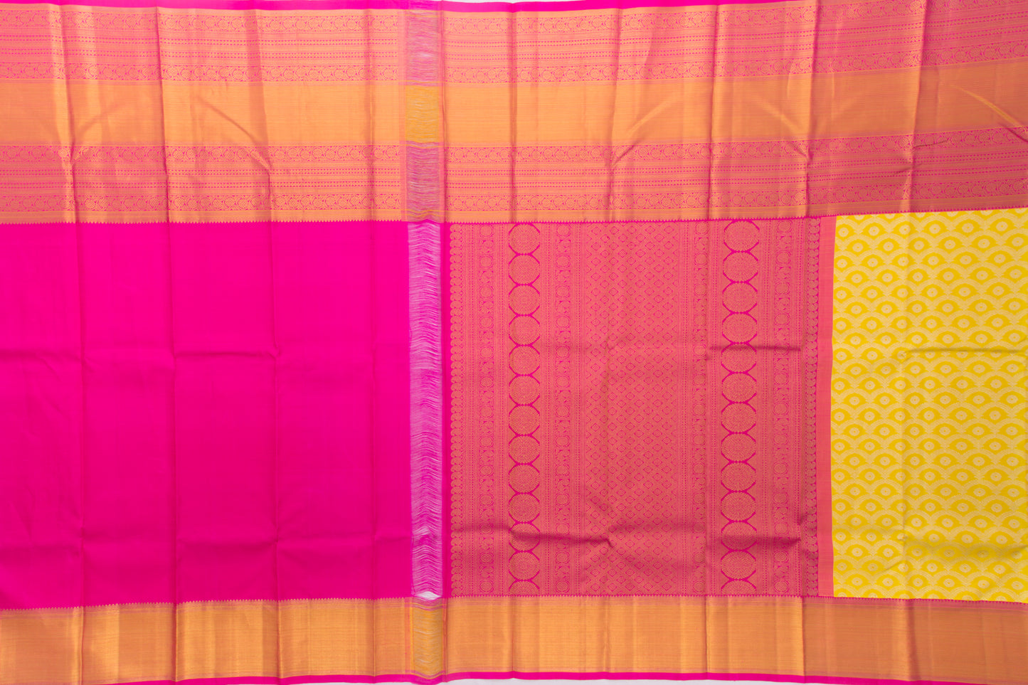 Kanchipuram Silk Brocade Yellow Saree