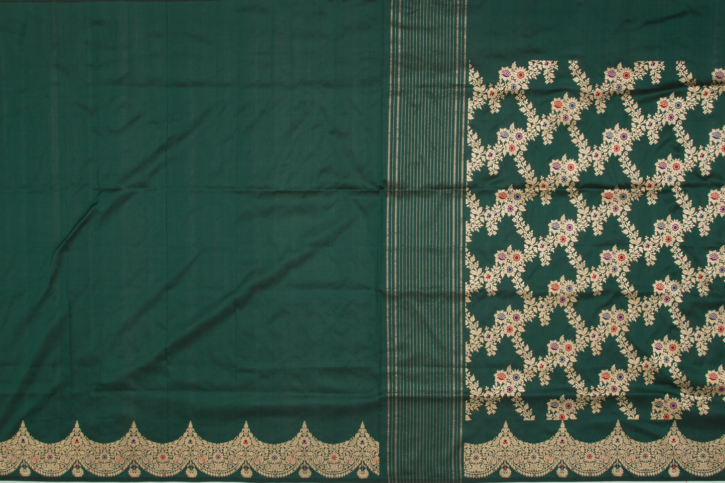 Banarasi Silk Kadwa Jaal Green Saree