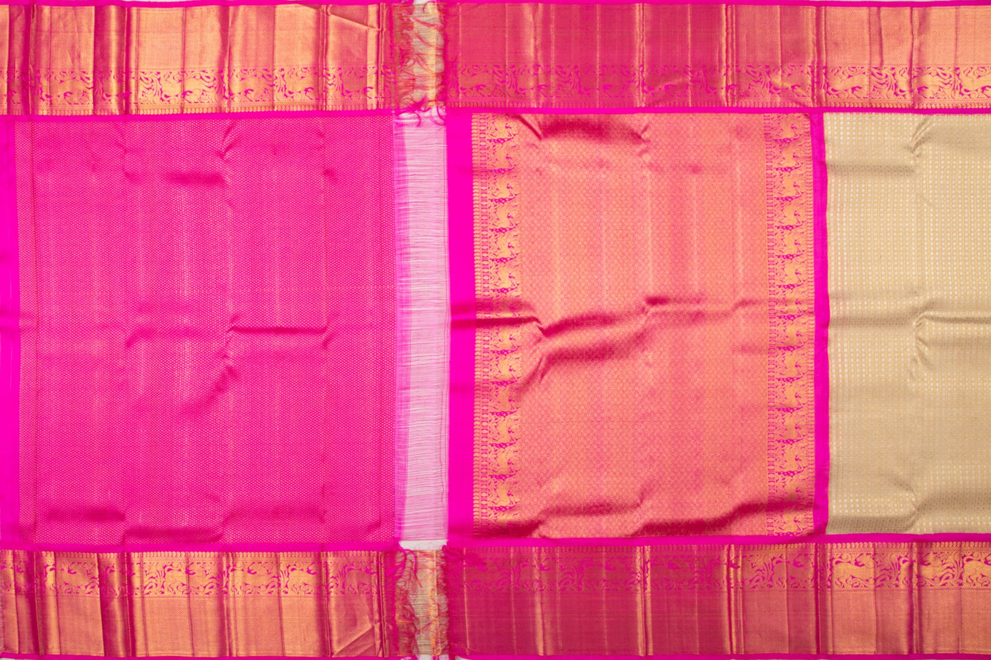 Kanchipuram Silk Checks And Butta Cream Saree