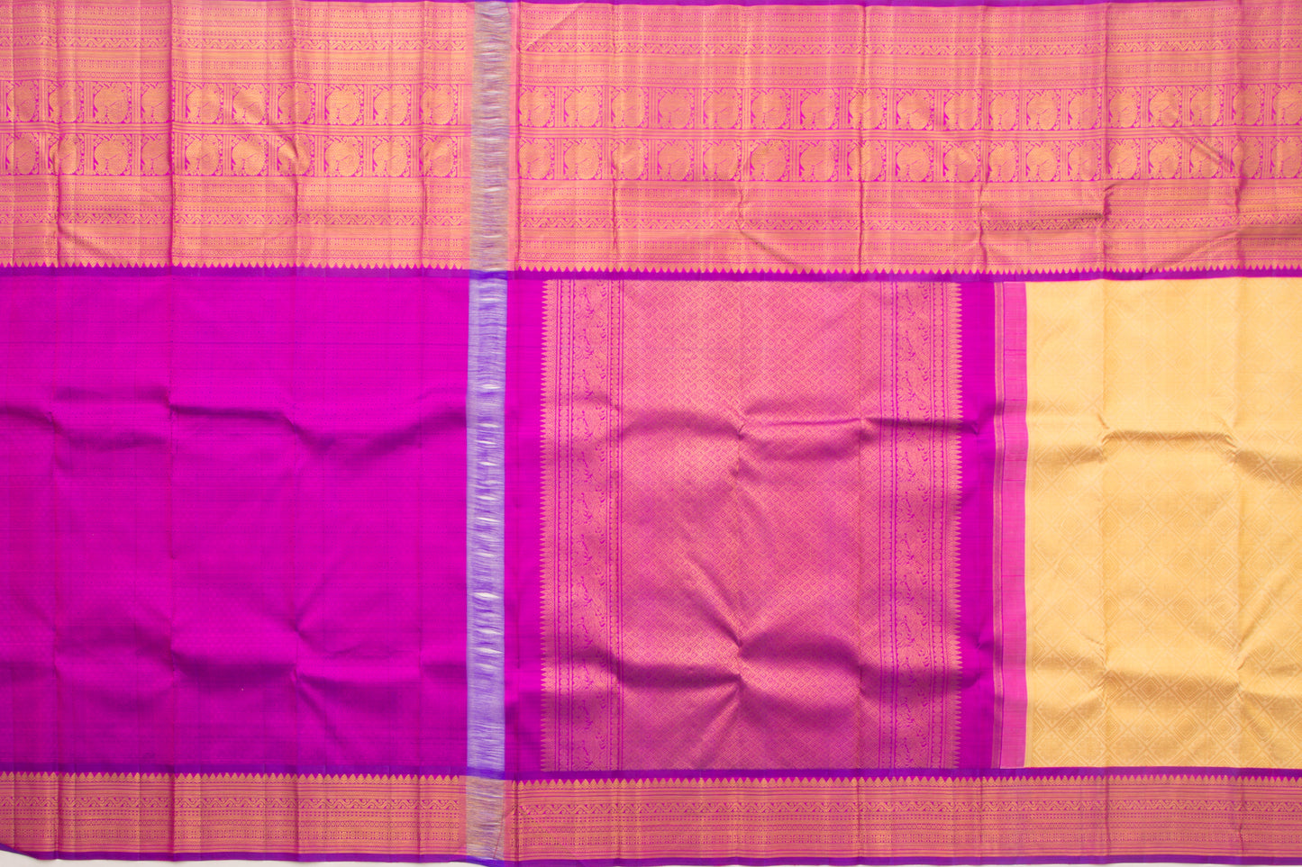 Kanchipuram Silk Brocade Cream Saree