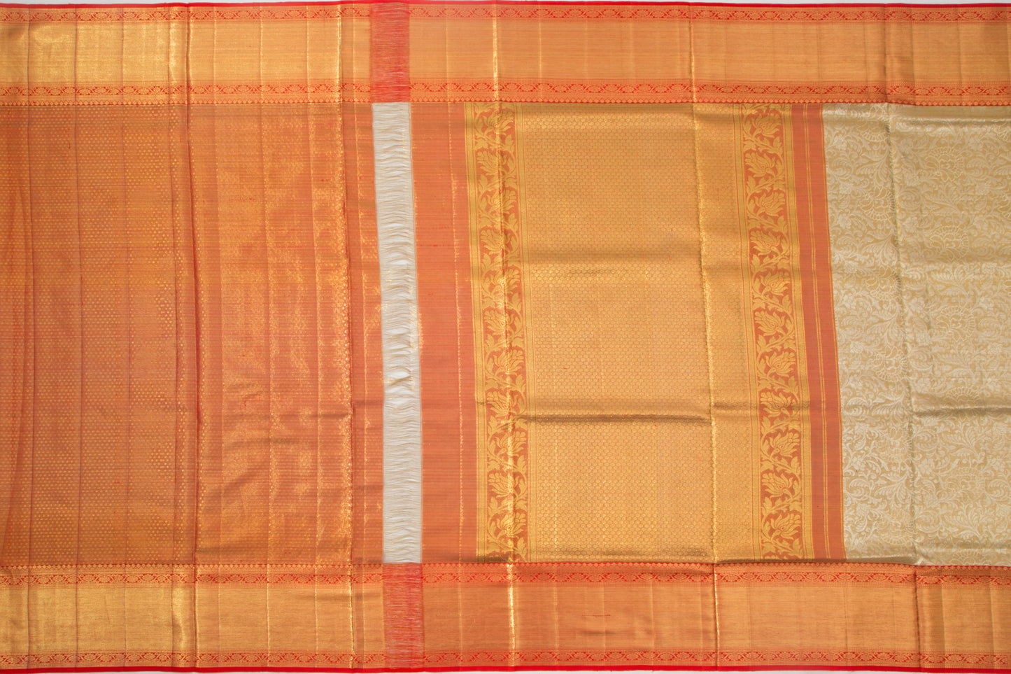 Kanchipuram Silk Tissue Jaal Gold Saree