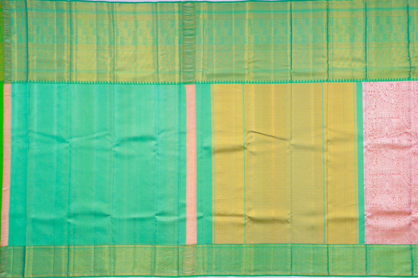 Kanchipuram Silk Tissue Brocade Pink Saree