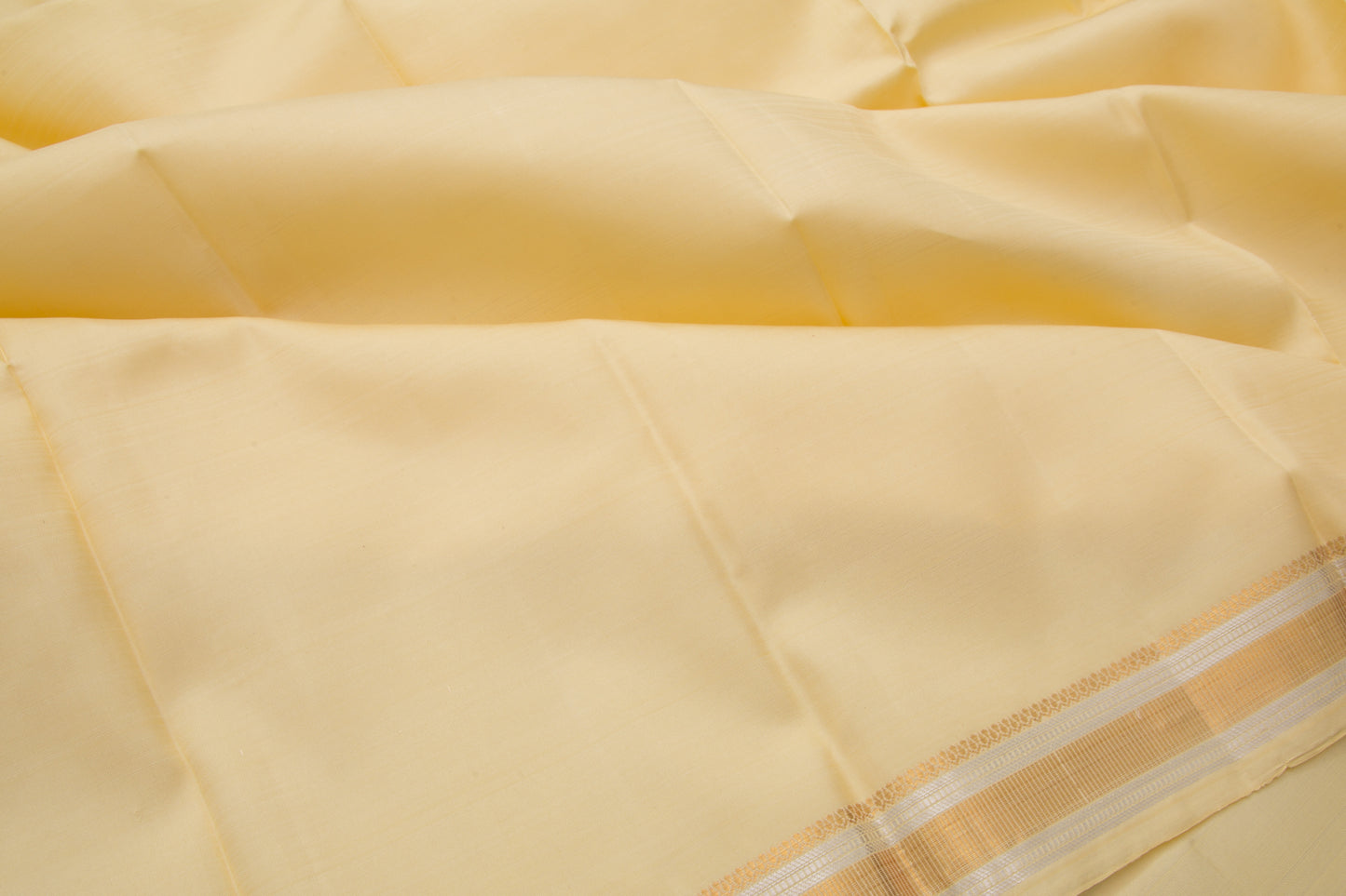Kanchipuram Pure Silk Plain Pastel Yellow Dhoti