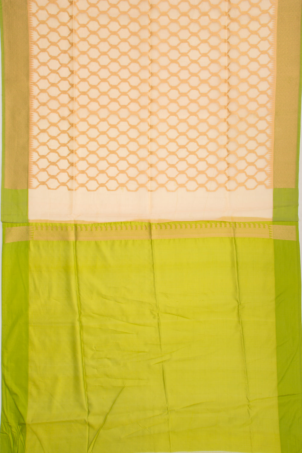 Banarasi Kora Organza Jaal Cream Saree