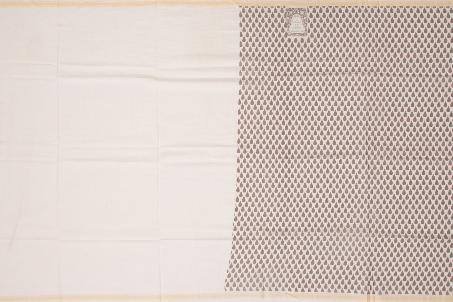 Handspun Cotton Printed White Saree