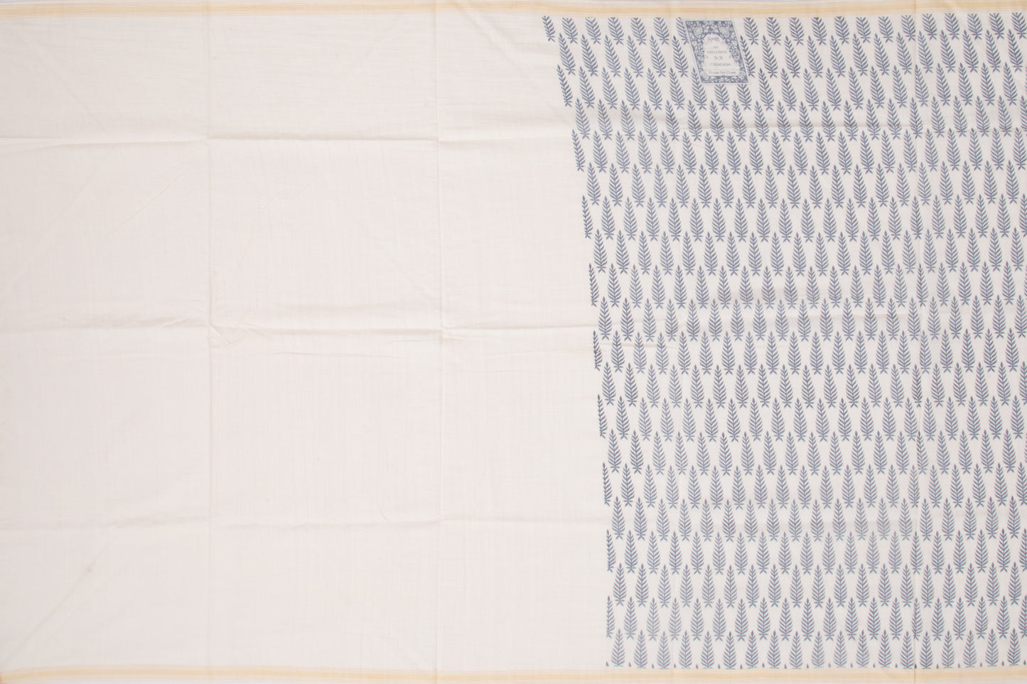 Handspun Cotton Printed White Saree