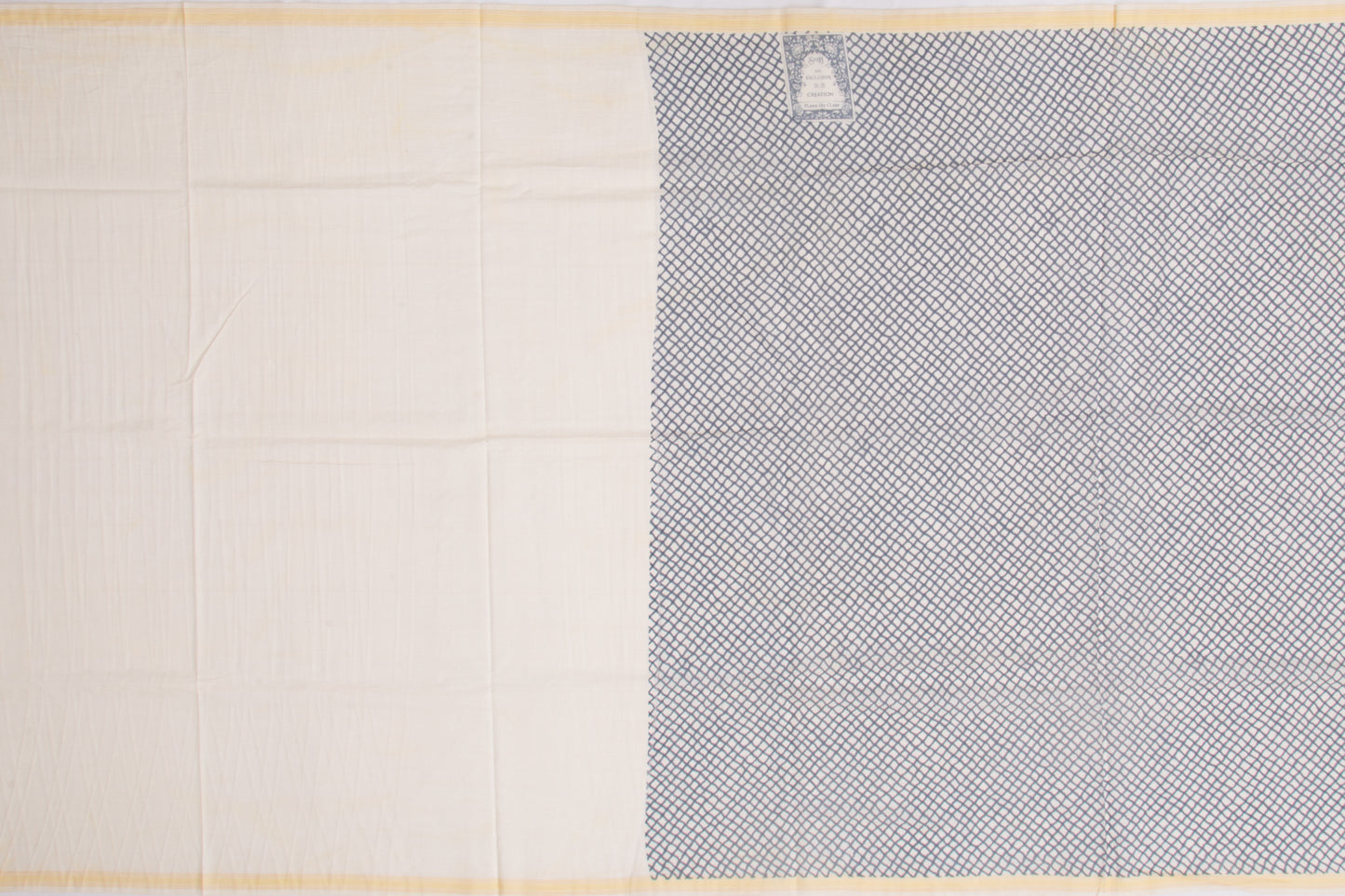 Handspun Cotton Printed White Saree