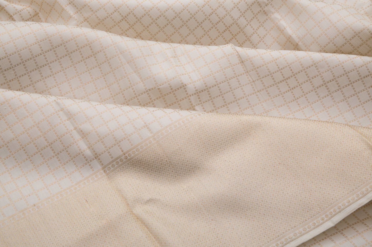 Kanchipuram Pure Silk Checks Off-White Dhoti