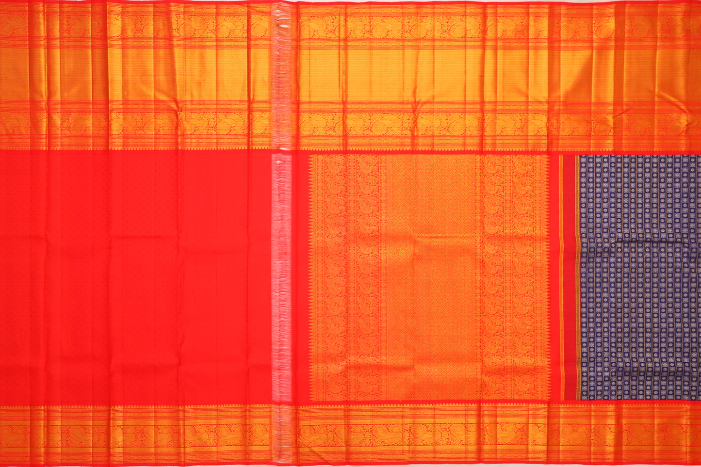 Kanchipuram Silk Brocade Dark Blue Saree