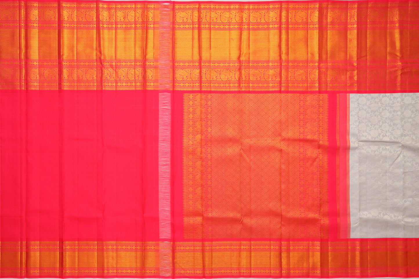 Kanchipuram Silk Brocade Grey Saree