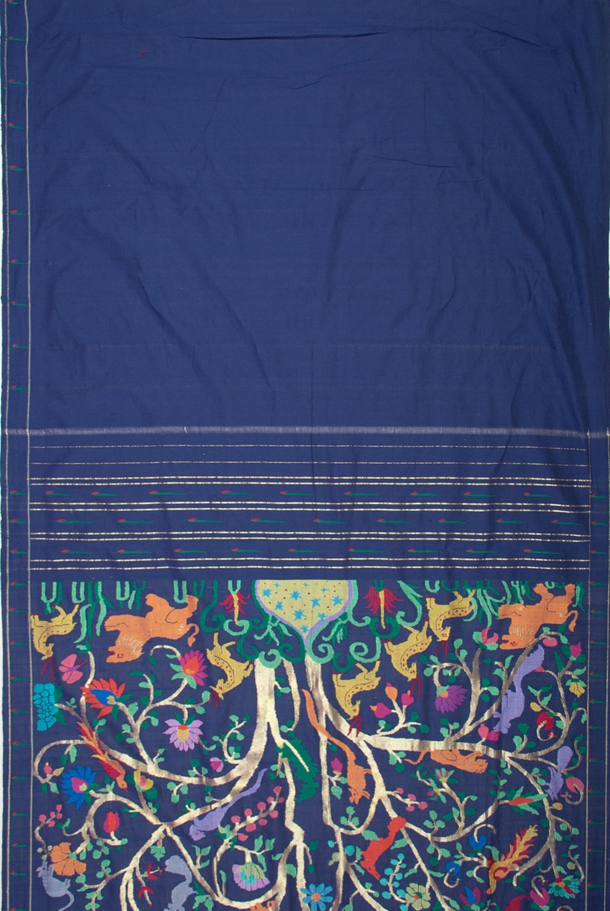 Paithani Handspun Cotton All Over Navy Blue Saree