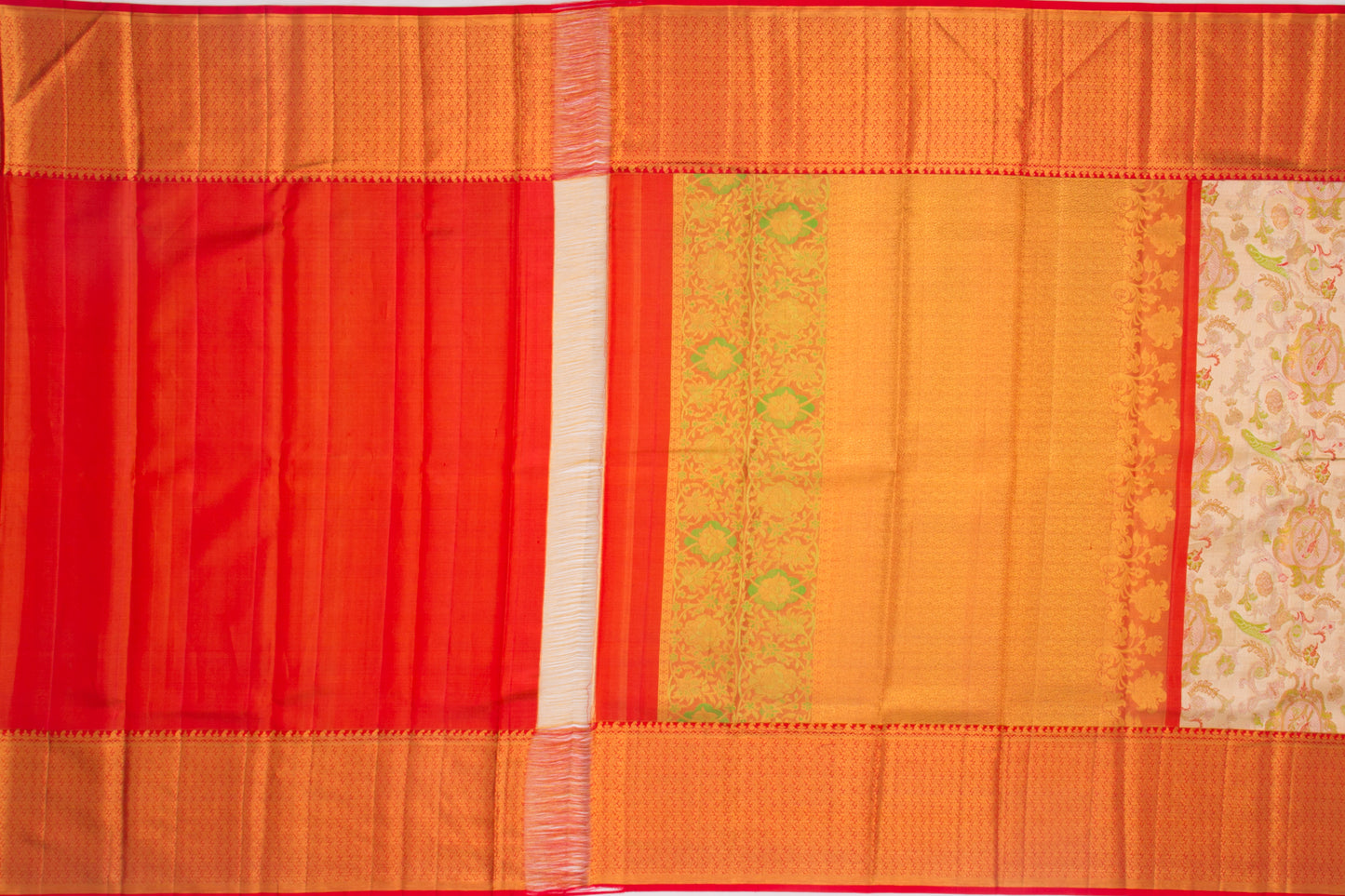 Kanchipuram Silk Tissue Brocade Silver Saree