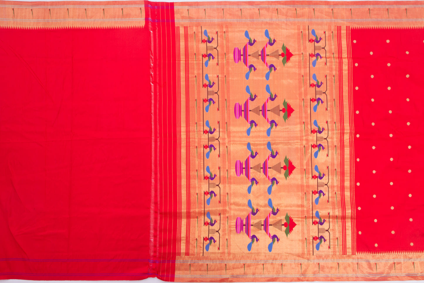 Paithani Silk Butta Red Saree