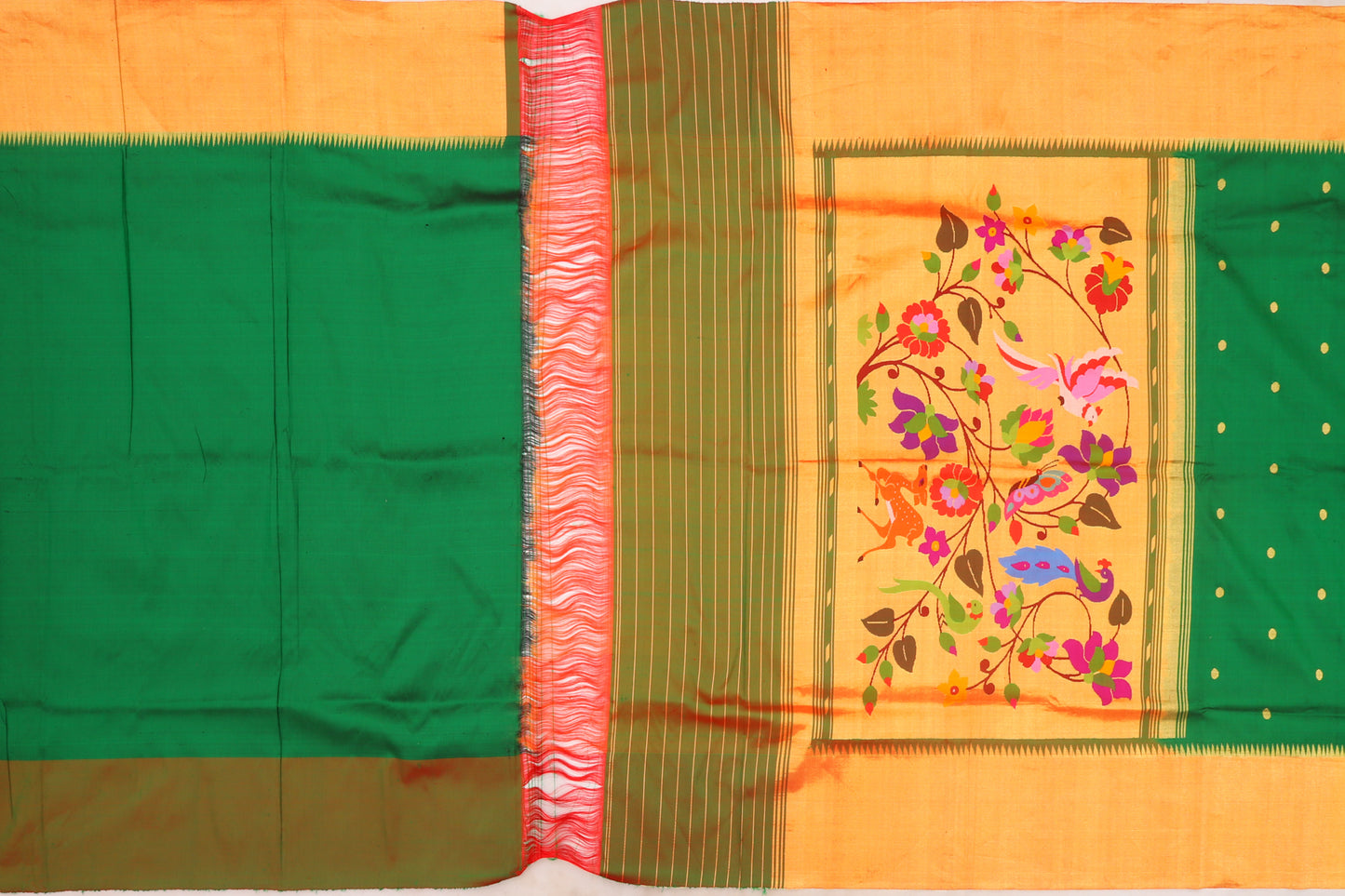 Paithani Silk Butta Green Saree