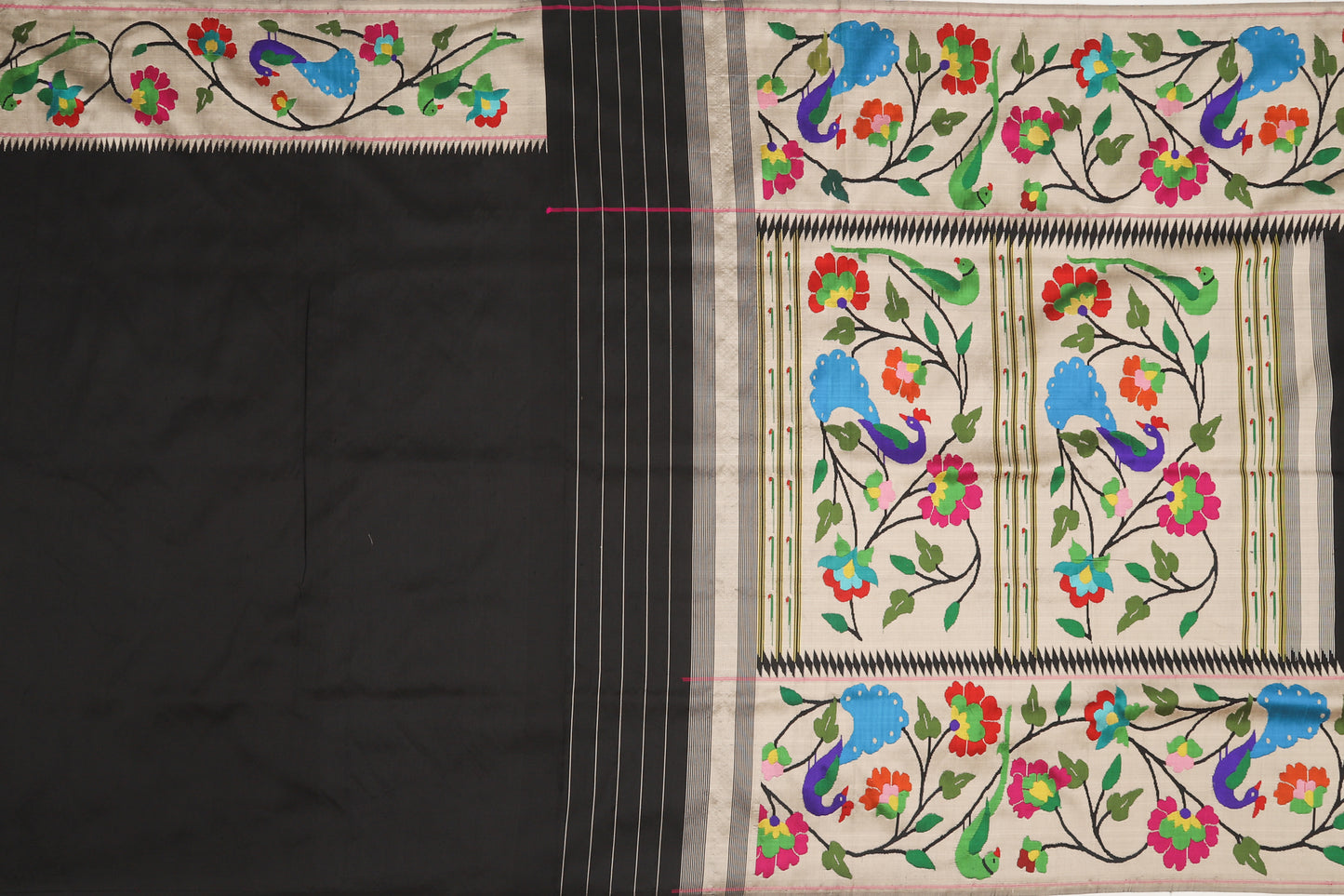 Paithani Silk Butta Black Saree