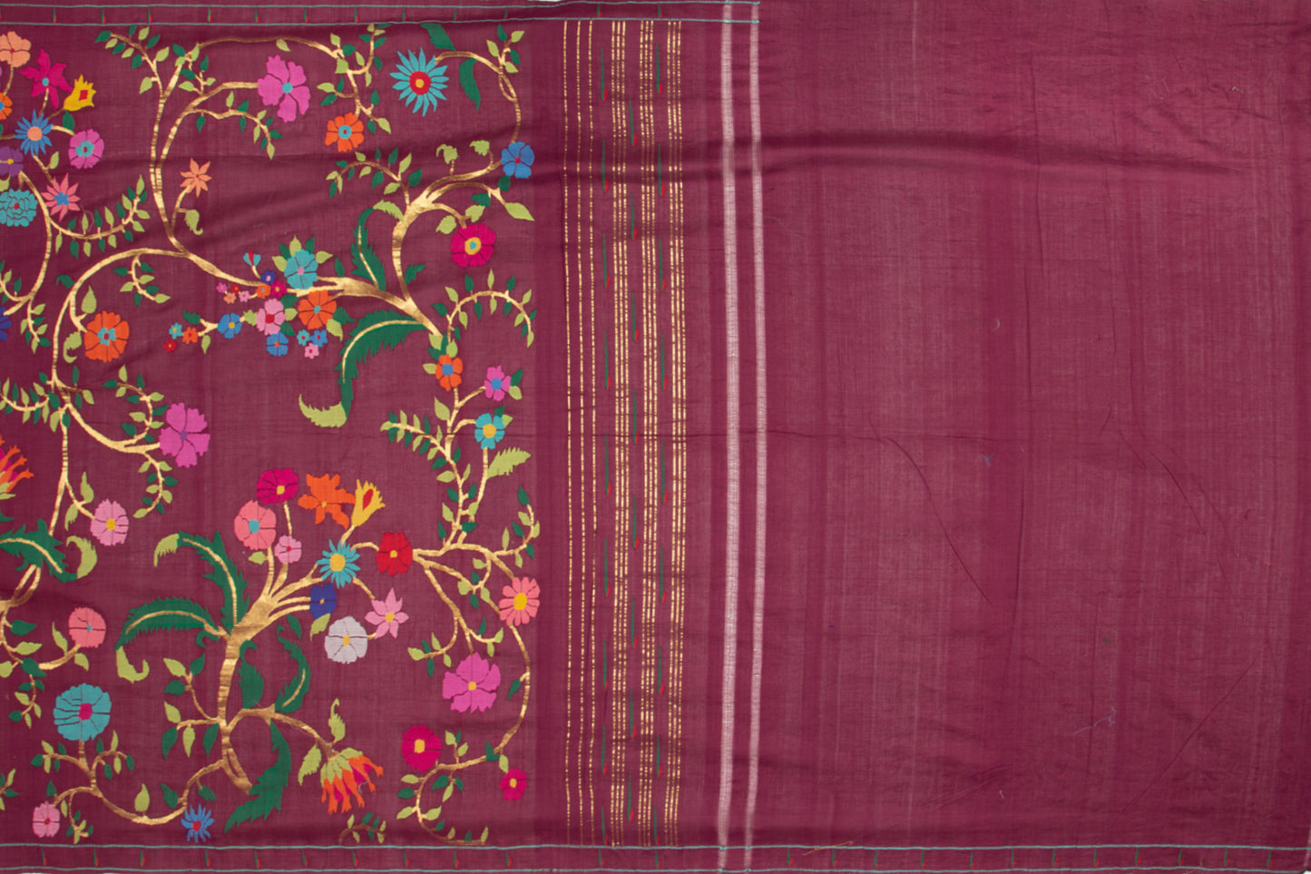 Paithani Cotton All Over Jaal Purple Saree
