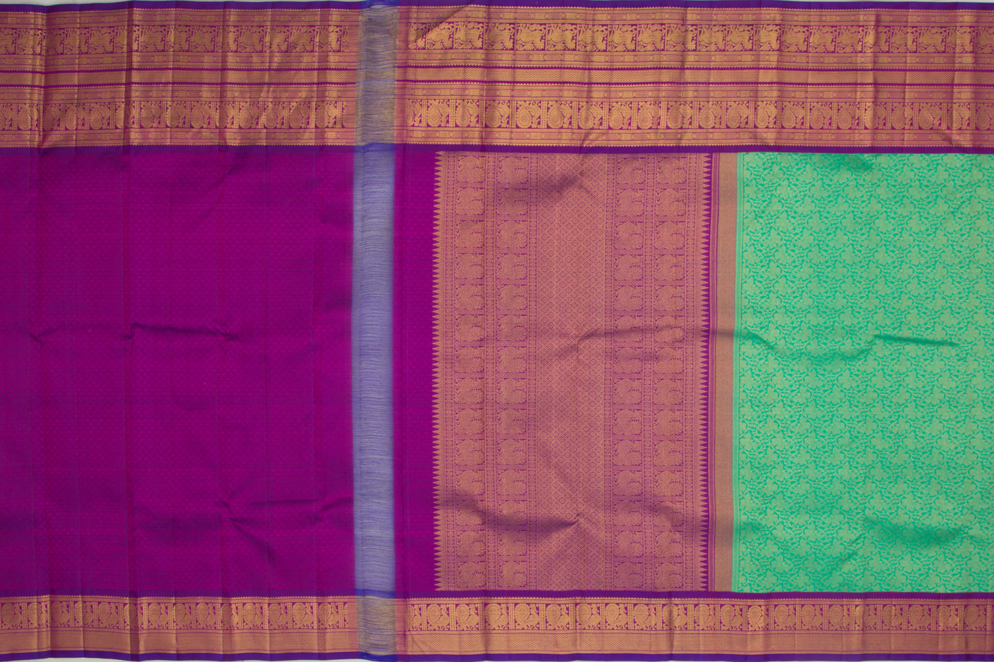 Kanchipuram Silk Jaal Sea Green Saree/4904308_6.jpg