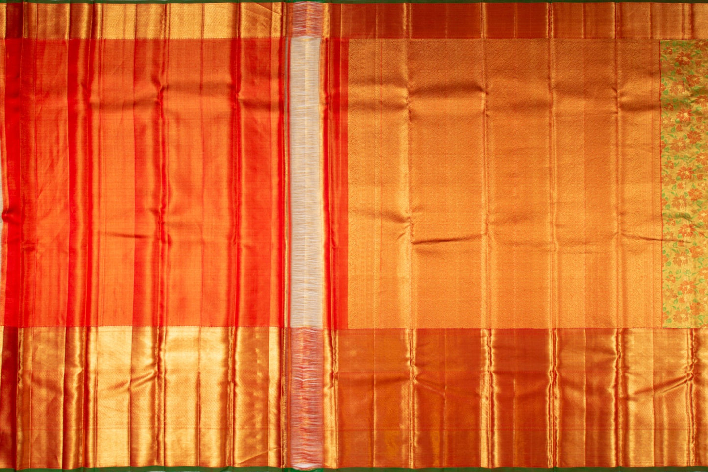 Kanchipuram Silk Tissue Jaal Gold Saree