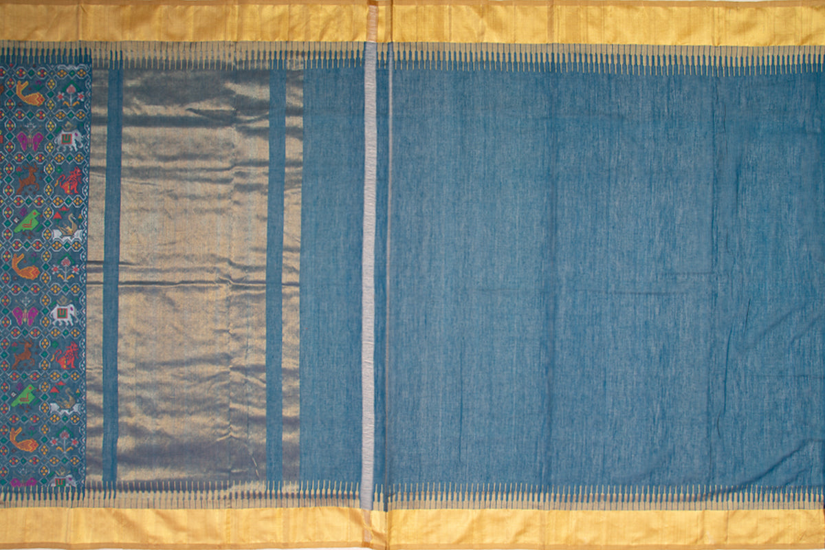 Ponduru Handspun Cotton Jamdani Blue Saree