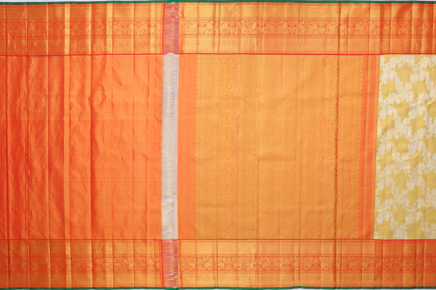 Kanchipuram Silk Tissue Jaal Gold Saree